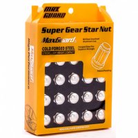 Набор гаек M12x1,25x34 мм Конус (под узкие отверстия) серебряные колпачки 