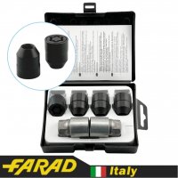 FARAD STARLOCK | Гайки секретки М12х1.25х30 Конус Вращающееся кольцо (Subaru, Suzuki, Niva, Nissan, Infiniti) + запасной ключ под 21 (Черные)