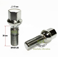 Болт М14*1,5*30 мм Сфера Хром ключ 17
