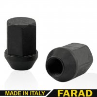 Гайка колесная М14x1,5x37мм Конус Чорний Цинк Ключ 22 (Ford, Dodge, Opel, SAAB) Farad Италия