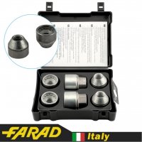 FARAD STARLOCK | Гайки секретки 14x1.5x25 Конус ключ 21 Вращающееся кольцо (Tesla Model 3, Model Y) + запасной ключ под 21