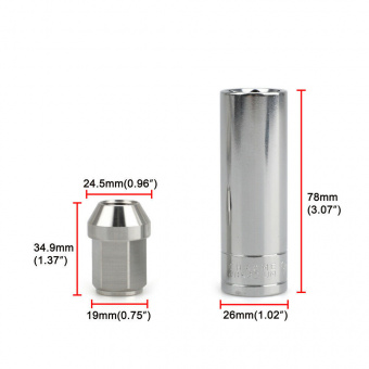 Комплект колесных гаек М14x1,5x35мм Конус Ключ 19 (Нержавеющая сталь)