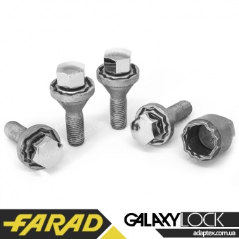 FARAD GALAXYLOCK | Болты секретки М12х1.5х26 Конус Вращающаяся головка Ключ 17 BMW, Dacia, Daewoo, Opel, Renault