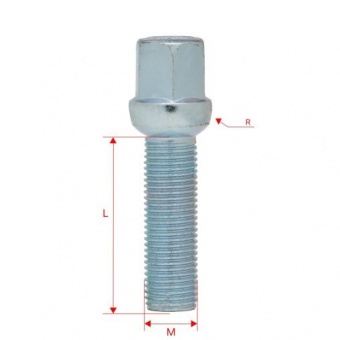 Болт колесный М14x1.5x45мм Сфера Цинк Ключ 17 (Audi, Seat, Skoda, Volkswagen) Удлиненный