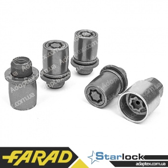 FARAD STARLOCK | Гайки секретки М12x1.5x44 Прессшайба Вращающееся кольцо (Citroen, Lexus, Mitsubishi, Peugeot, Toyota) ключ 21