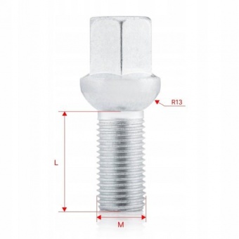 Болт колесный под железный диск Mercedes М12x1.5x24мм Сфера Цинк Ключ 17