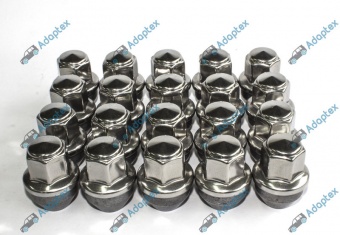 Колесная гайка Tesla M14x1.5x42мм Ключ 21 Model S, Model X, Ford Transit 2014 с нержавеющим колпачком (Оригинал 5 196 786 ACPA-1012-KXA)