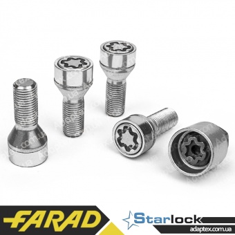 FARAD STARLOCK | Болты секретки М14x1.5x28 Конус Вращающееся кольцо Ключ 17 (Alfa Romeo, BMW, Fiat, Citroen, Saab, Peugeot, Renault, Volvo)