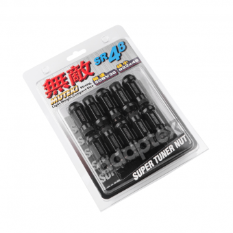 Комплект колесных тюнинг гаек М12x1,25x48мм Конус Черные Ключ 17