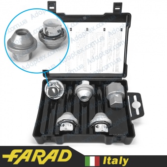 FARAD GALAXYLOCK | Гайки секретки М12х1.5х30мм Конус Вращающаяся головка (Chevrolet, Daihatsu, Hyundai, Kia, Mazda) ключ 19