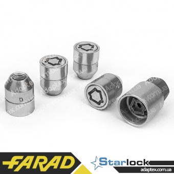 FARAD STARLOCK | Гайки секретки М12x1.5x30мм Конус Вращающееся кольцо (Chevrolet, Daihatsu, Hyundai, Kia, Mazda) ключ 21