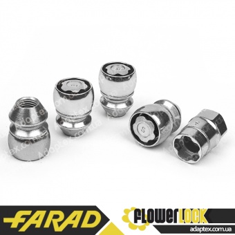 FARAD FLOWERLOCK | Гайки секретки М12x1.5x34мм Конус Вращающееся кольцо (Chevrolet, Daihatsu, Hyundai, Kia, Mazda) ключ 21