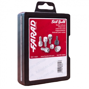 FARAD STIL BULL | Болты секретки М14x1.5x29 Конус Вращающееся кольцо Ключ 17 (Alfa Romeo, BMW, Fiat, Citroen, Saab, Peugeot, Renault, Volvo) + стальные колпачки
