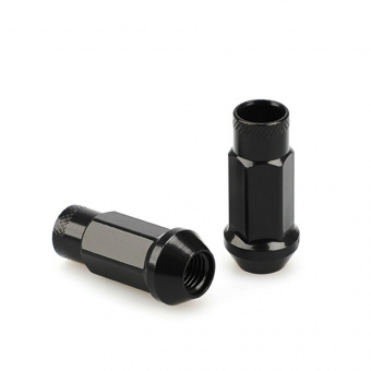 Комплект колесных тюнинг гаек М12x1,25x48мм Конус Черные Ключ 17