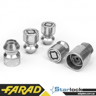 FARAD STARLOCK | Гайки секретки М12x1.5x34мм Конус Вращающееся кольцо (Chevrolet, Daihatsu, Hyundai, Kia, Mazda) ключ 21