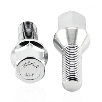 Болт колесный М12x1.5x28мм Конус Хром Ключ 17 (BMW, Daewoo, Fiat, Nissan, Opel, Renault) под литые диски