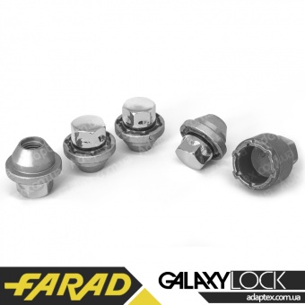 FARAD GALAXYLOCK | Гайки секретки М12х1.5х30мм Конус Вращающаяся головка (Chevrolet, Daihatsu, Hyundai, Kia, Mazda) ключ 19