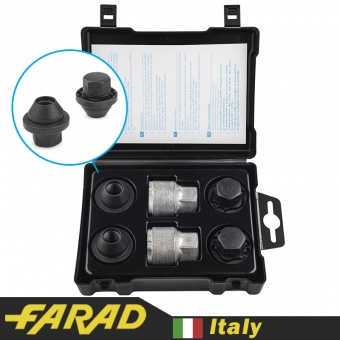 FARAD GALAXYLOCK | Гайки секретки М12х1.5х30мм Конус Вращающаяся головка (Chevrolet, Daihatsu, Hyundai, Kia, Mazda) ключ 21 + запасной ключ (Черные)