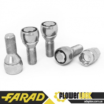 FARAD FLOWERLOCK | Болты секретки М14х1.25х28 Конус Вращающееся кольцо Ключ 17 BMW, MINI